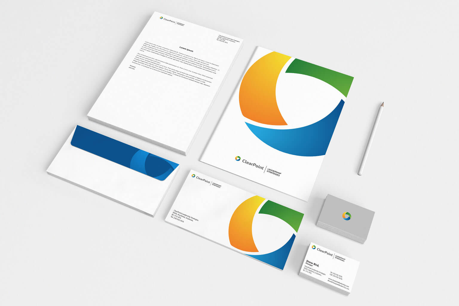 Clear Point is a Canada based finance company that targets small companies. The goal was to create a corp id logo that reflects balance but also is dynamic.