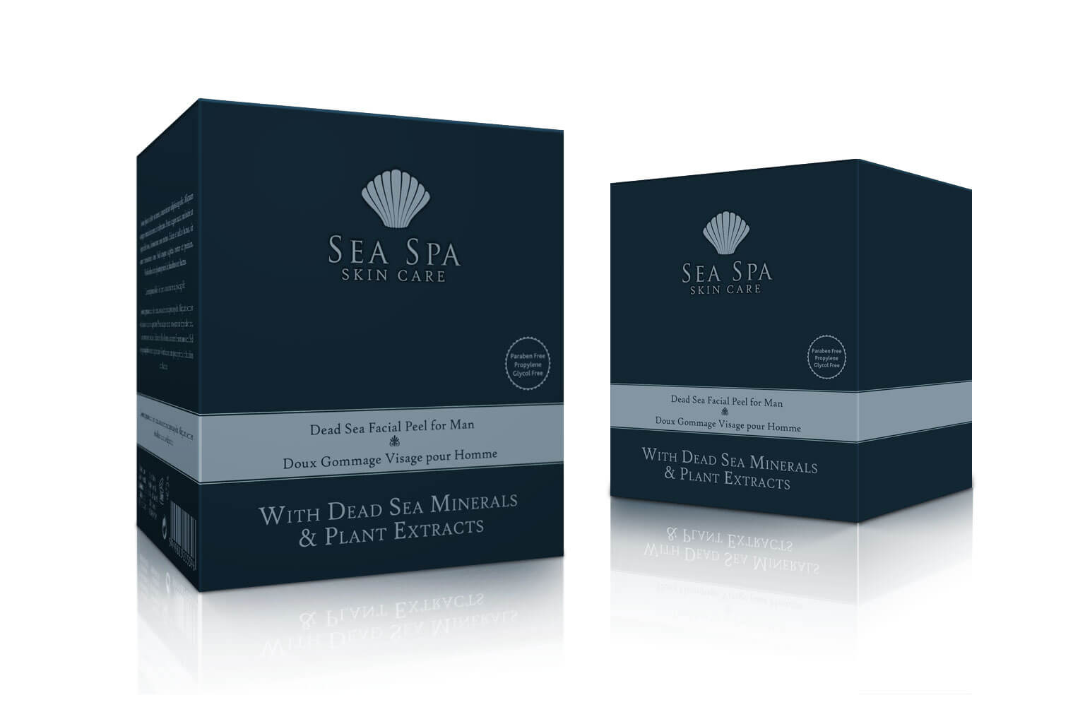 Sea Spa product brand is a high-end quality skincare product. The main ingredients are the Dead Sea minerals. The packaging design has a clean elegant style