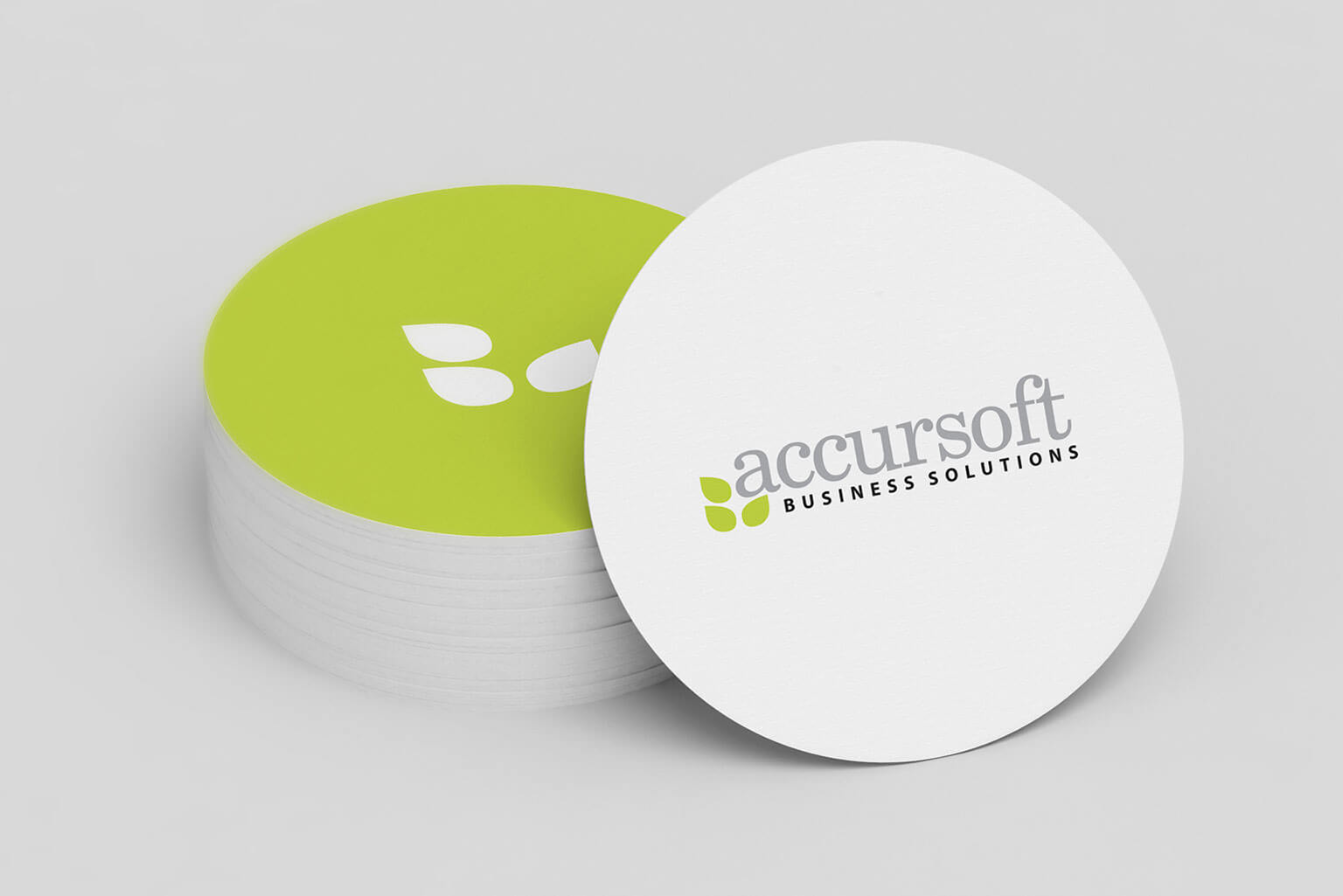 Accursoft, visual identity logo, and stationery for a software company who believes in practical creativity​